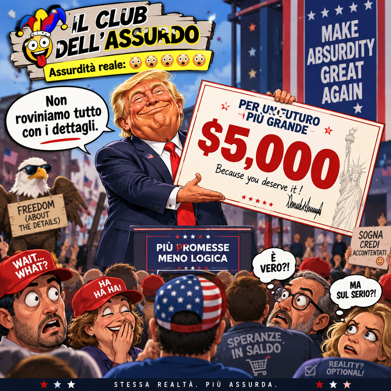 La realtà chiede l’iscrizione #0001 — Make Absurdity Great Again